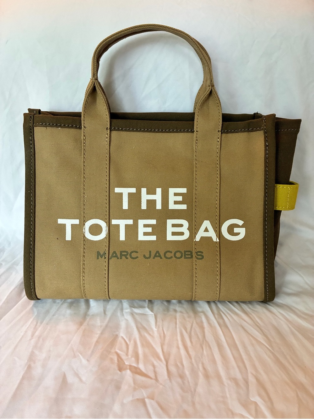 Marc Jacobs Khaki Canvas Tote with Yellow Tab